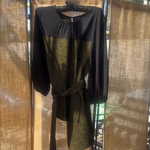 Black Sheath Dress with Bishop Sleeves for Cocktail